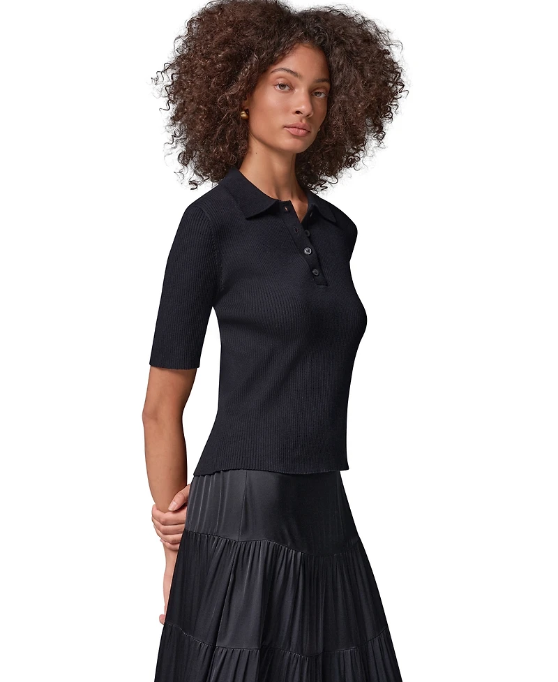 Donna Karan Weekend Women's Elbow-Sleeve Ribbed Button-Front Sweater