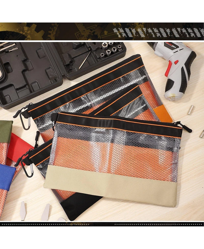 Xdovet Tool Pouch Bags Zipper Mesh Window 6pcs