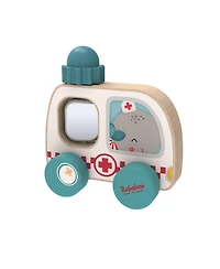 Bababoo and friends Wilma Whale Ambulance Wooden Toy Vehicle with Rotating Blue Light