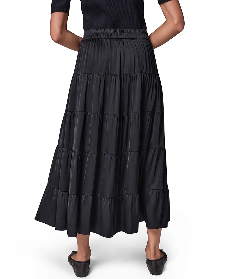 Donna Karan Weekend Women's Satin Midi Tiered Skirt