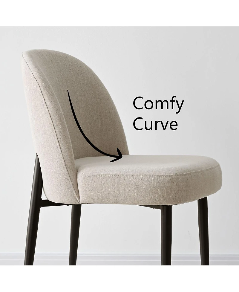 Maison Boucle Modern Upholstered Dining Chair, Kitchen Linen-Blend Upholstery, Comfy Curved Back, Thick Seat Cushion, Metal Legs