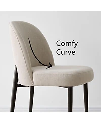 Maison Boucle Modern Upholstered Dining Chair, Kitchen Linen-Blend Upholstery, Comfy Curved Back, Thick Seat Cushion, Metal Legs