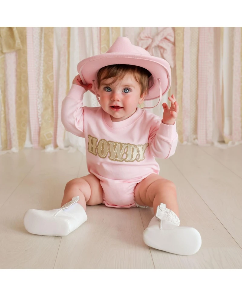 Sweet Wink Baby Girls (0M - 18M) Howdy Patch Western Long Sleeve Romper
