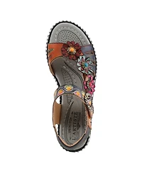L'Artiste Women's Laga Platform Sandal with Hand-Painted Leather