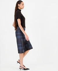 Bar Iii Women's Plaid Mid-Rise Long Shorts, Macy's Exclusive