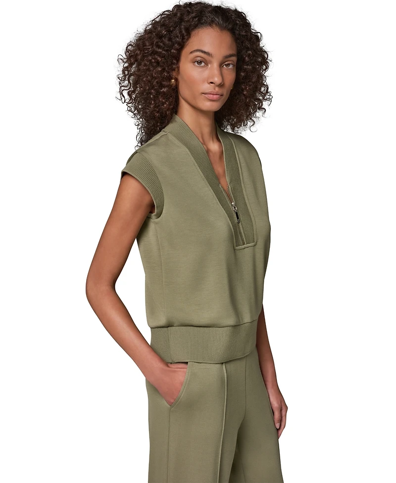 Donna Karan Weekend Women's Half-Zip V-Neck Top