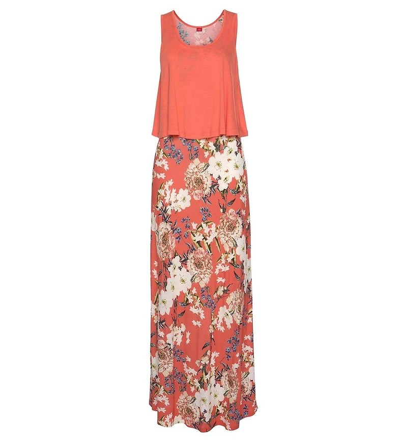Lascana Women's Layered Look Scoop Neck Maxi Dress
