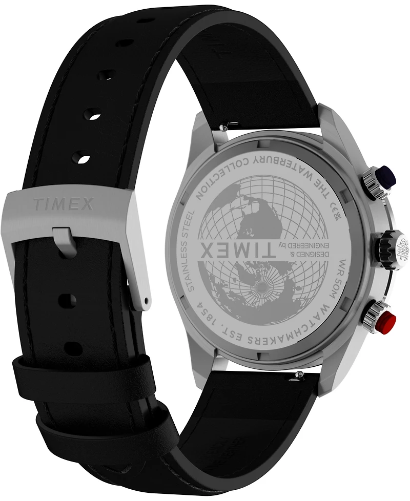 Timex Men's Quartz Analog Black Leather Watch 39mm