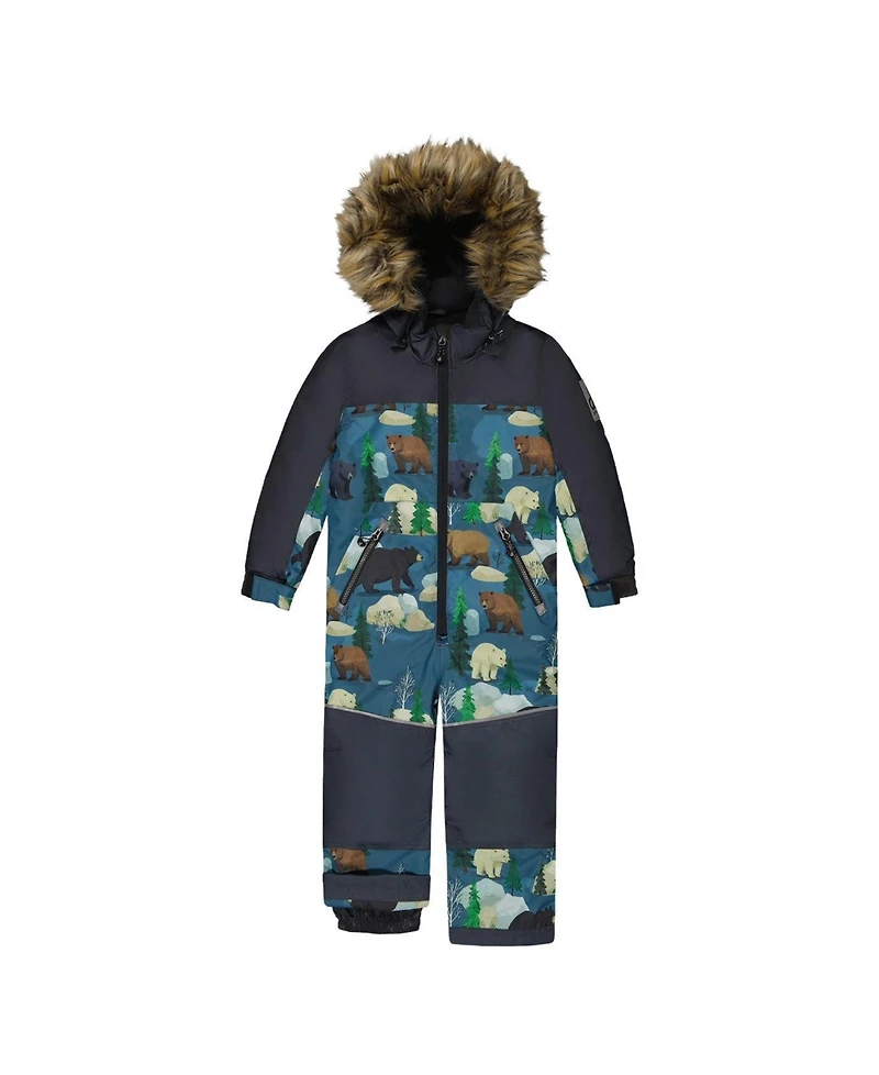 Deux par Deux Little and Big Boy ( 6 To 8 ) One Piece Discover Snowsuit Bear Print