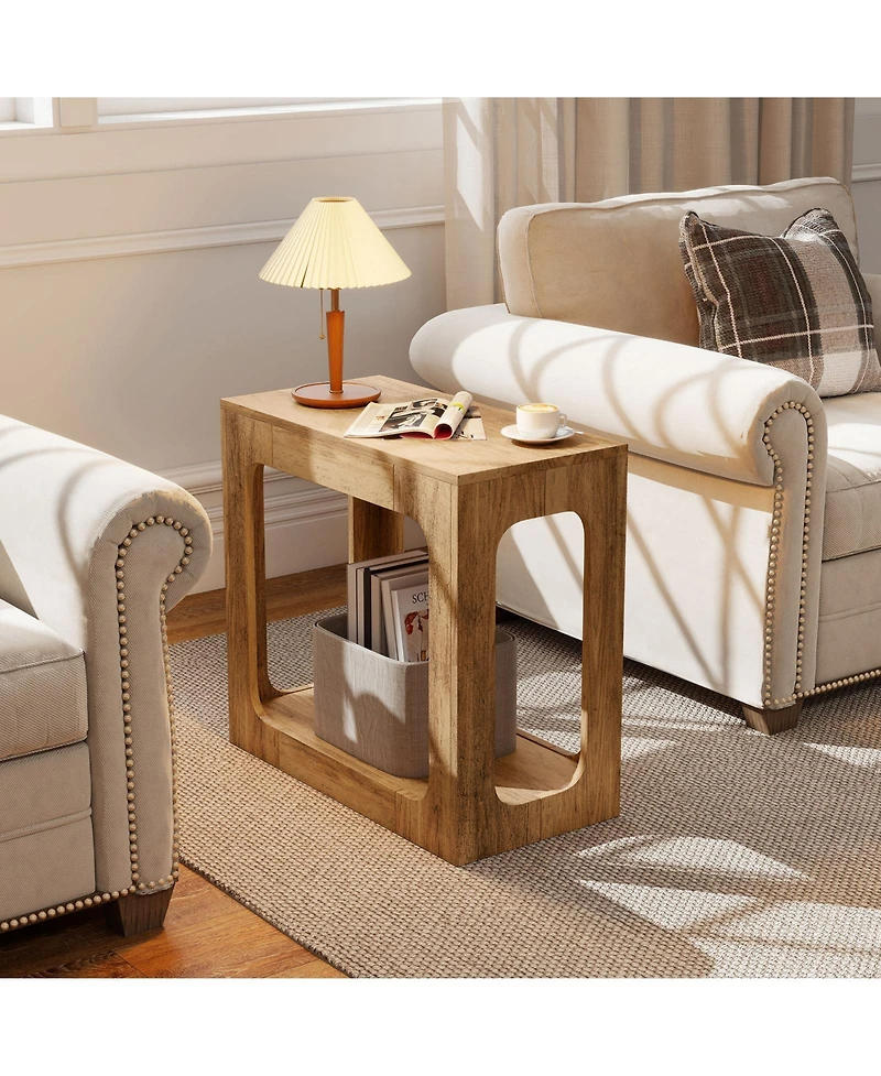 Slickblue Modern 2-Tier End Table with Shelf for Living Room Organization