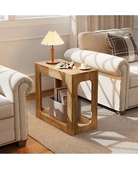 Slickblue Modern 2-Tier End Table with Shelf for Living Room Organization