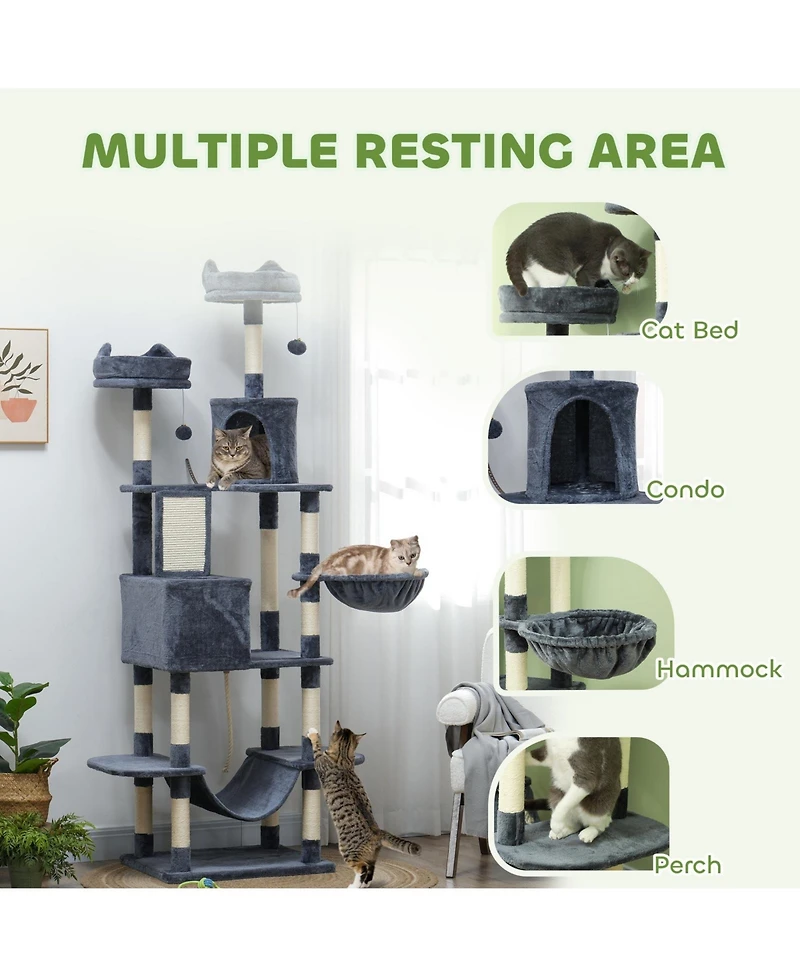 Ruie 81 Inch Cat Tree Tower with Condos Beds Hammocks and Scratching Posts