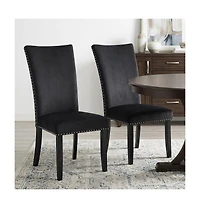 HomeRoots Set of Two Upholstered Velvet Dining Side Chairs