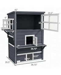 Ruie Outdoor 3-Tier Cat House Kitty Shelter with Escape Door