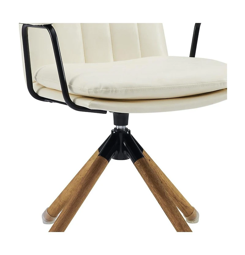 HomeRoots 23"Faux Leather and Swivel Armchair