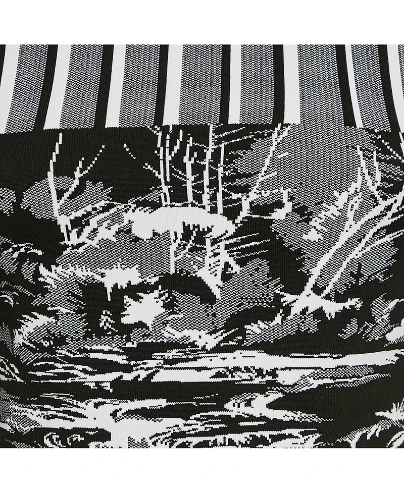 Pre-Owned Balenciaga Women's Mixed-Print Knit Mock Neck Top