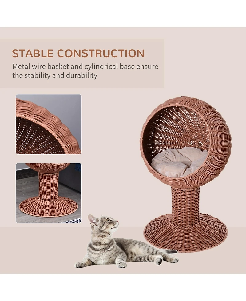 Ruie Elevated Cat Bed with Rotatable Egg Chair Pod and Thick Cushion