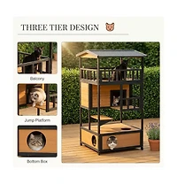 Ruie Wooden Outdoor Cat House Feral Cat Shelter with Asphalt Roof