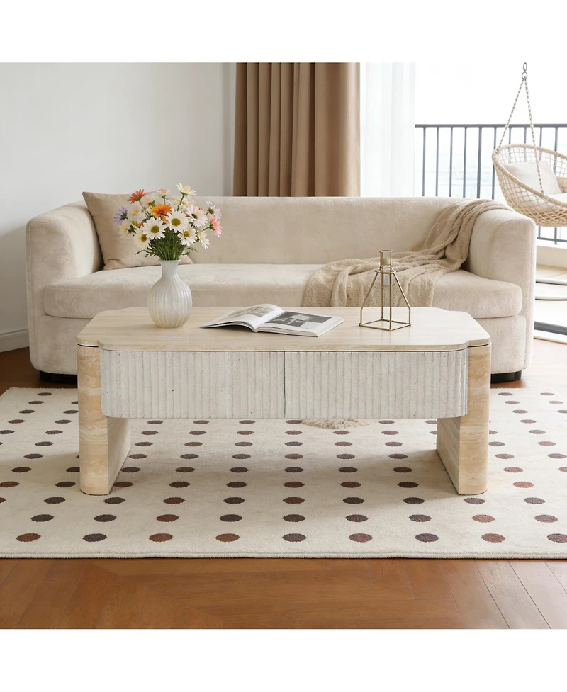Clihome Modern Rectangular Mdf Coffee Table with Hidden Storage Space, Lift Top Coffee Table Center Table