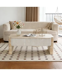 Clihome Modern Rectangular Mdf Coffee Table with Hidden Storage Space, Lift Top Coffee Table Center Table
