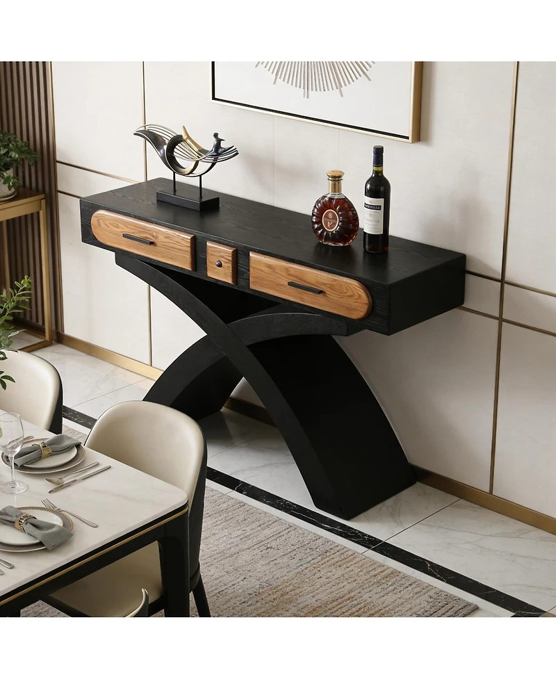 Clihome 47.2 Inch Modern Accent Table Console Table, Mdf Entryway Table with X-Shaped Legs and Drawer