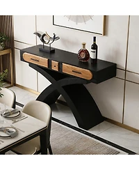 Clihome 47.2 Inch Modern Accent Table Console Table, Mdf Entryway Table with X-Shaped Legs and Drawer