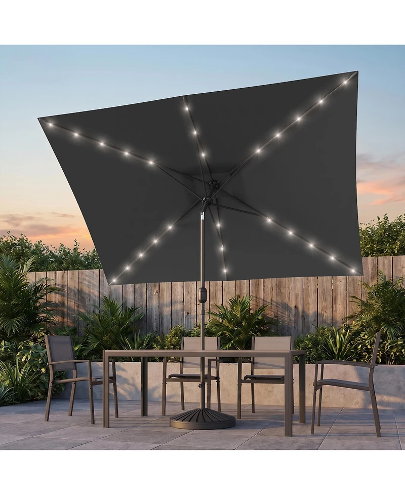 Sonkuki Enhance Your Outdoor Oasis with 10×6.5Feet Led Rectangular Patio Umbrella - Stylish, Durable, and Sun-Protective!