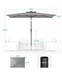 Sonkuki Enhance Your Outdoor Oasis with 10×6.5Feet Led Rectangular Patio Umbrella - Stylish, Durable, and Sun-Protective!