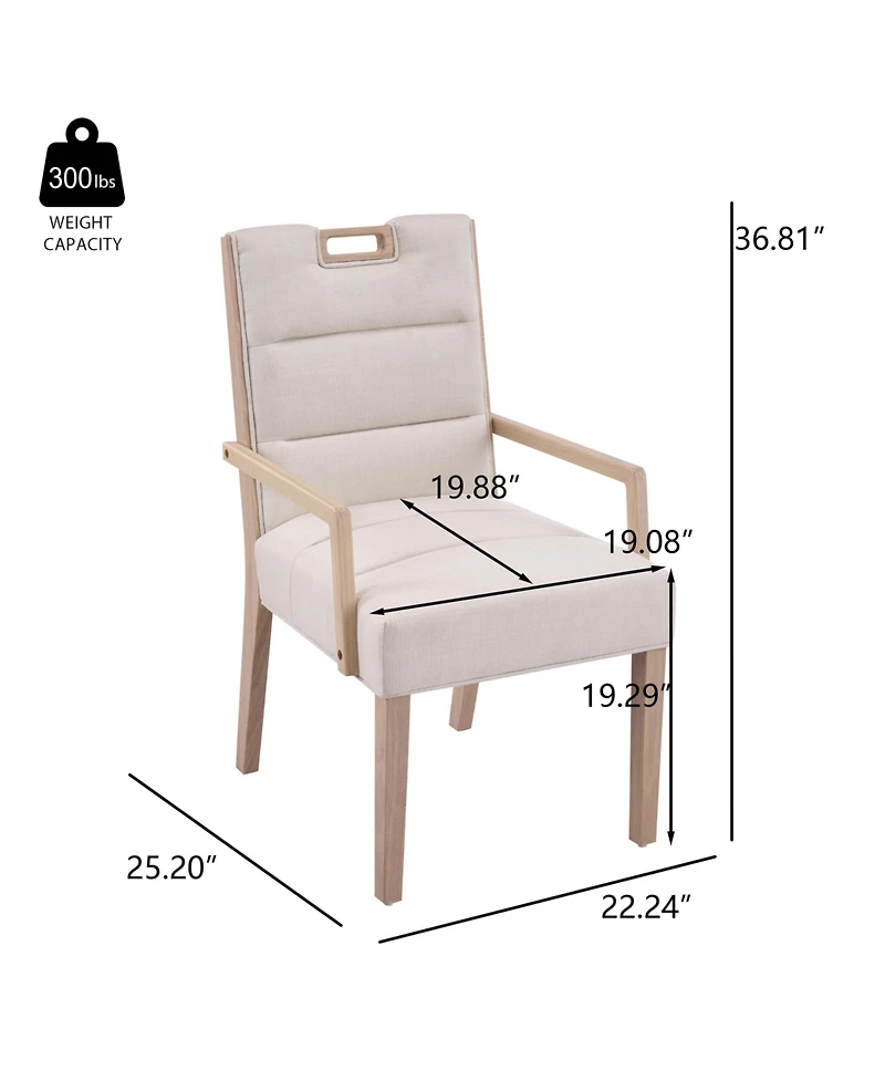 Boyel Living 2-Piece Modern Dining Chairs with Arms, Fabric and Rubberwood Frame, Upholstered Kitchen Chairs