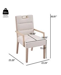 Boyel Living 2-Piece Modern Dining Chairs with Arms, Fabric and Rubberwood Frame, Upholstered Kitchen Chairs