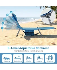 Gymax 2-Pieces Tanning ChairFolding Beach Lounge Chair with 5-Position Adjustable Backrest