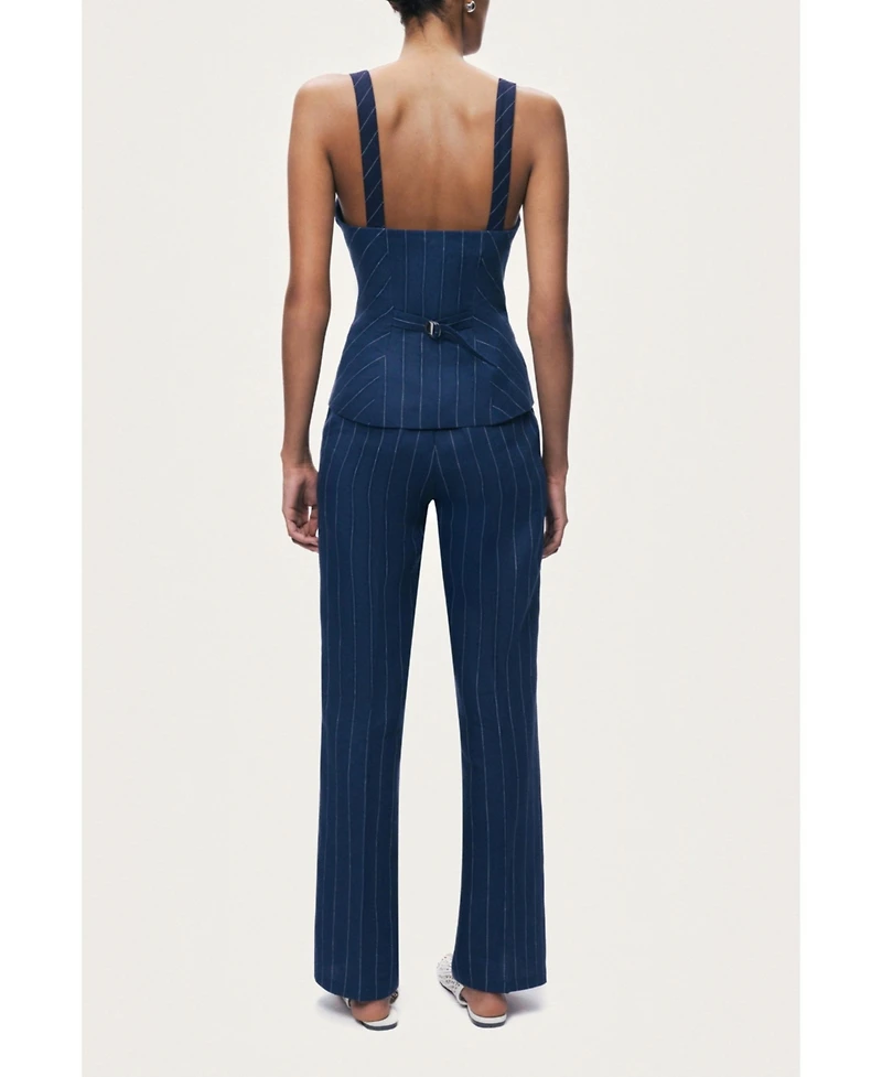 Nocturne Women's Pinstripe Wide Leg Trousers