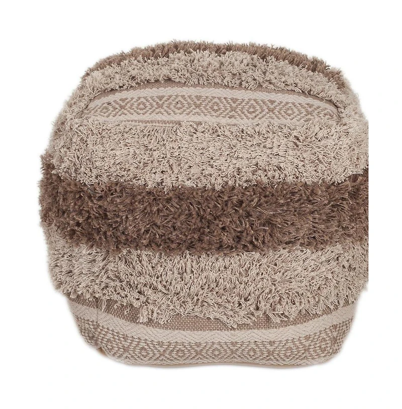 HomeRoots 18" Striped Pouf Ottoman