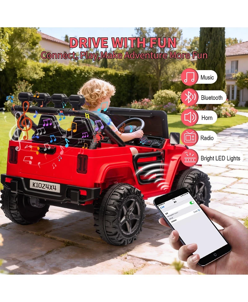 homfan 24V 2-Seater Electric Ride-On Truck with Remote Control, Fits 2, Ages 3–8