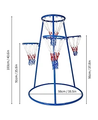 homfan 4 Hoop Adjustable Basketball Set, Toddler Sports Toy with 2 Mini Basketballs and Air Pump