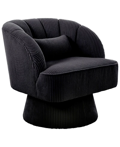 homfan 1 Piece Swivel Accent Chair, Modern Barrel Round Lounge Chair with 360 degrees) Rotating Base, Soft Backrest and Plush Cushions for Living Room