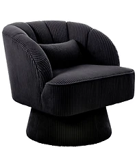 homfan 1 Piece Swivel Accent Chair, Modern Barrel Round Lounge Chair with 360 degrees) Rotating Base, Soft Backrest and Plush Cushions for Living Room