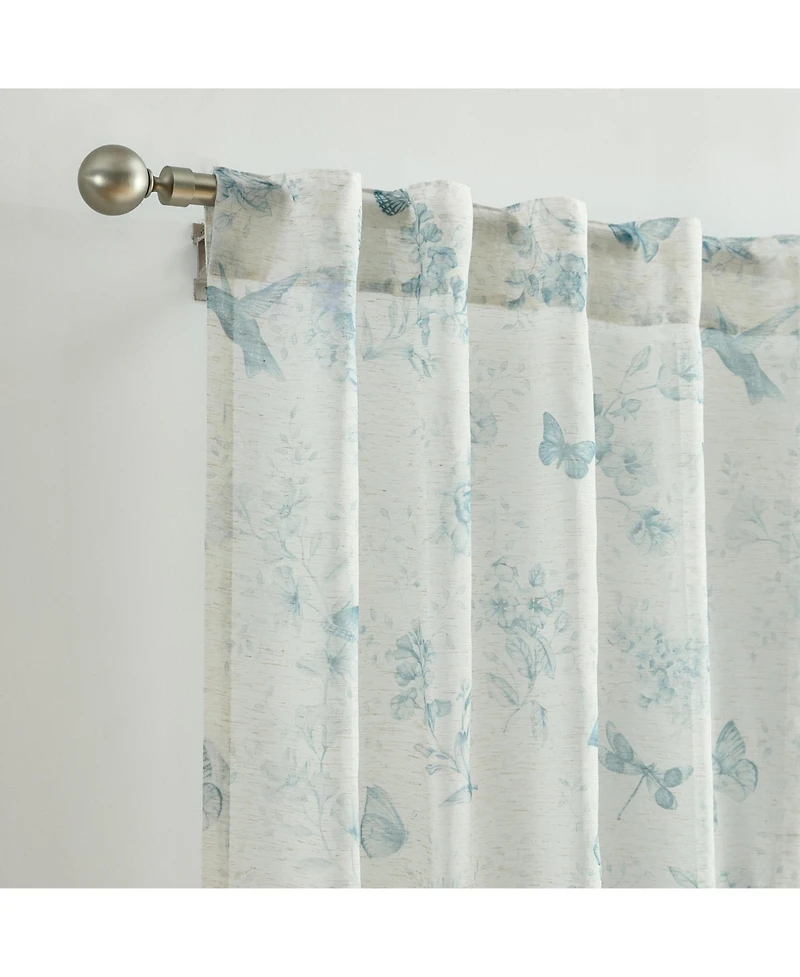 Lenox Butterfly Meadow Toile Printed Back Tab/Rod Pocket Window Curtain