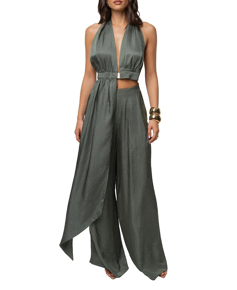 Jluxlabel Women's Sundown High-Waisted Wide-Leg Acetate Pants