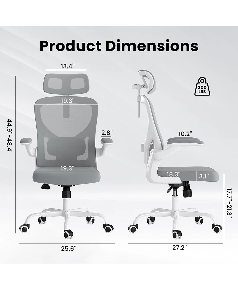 Flynama Mesh Office Chair with Headrest,Adjustable Lumbar Chair