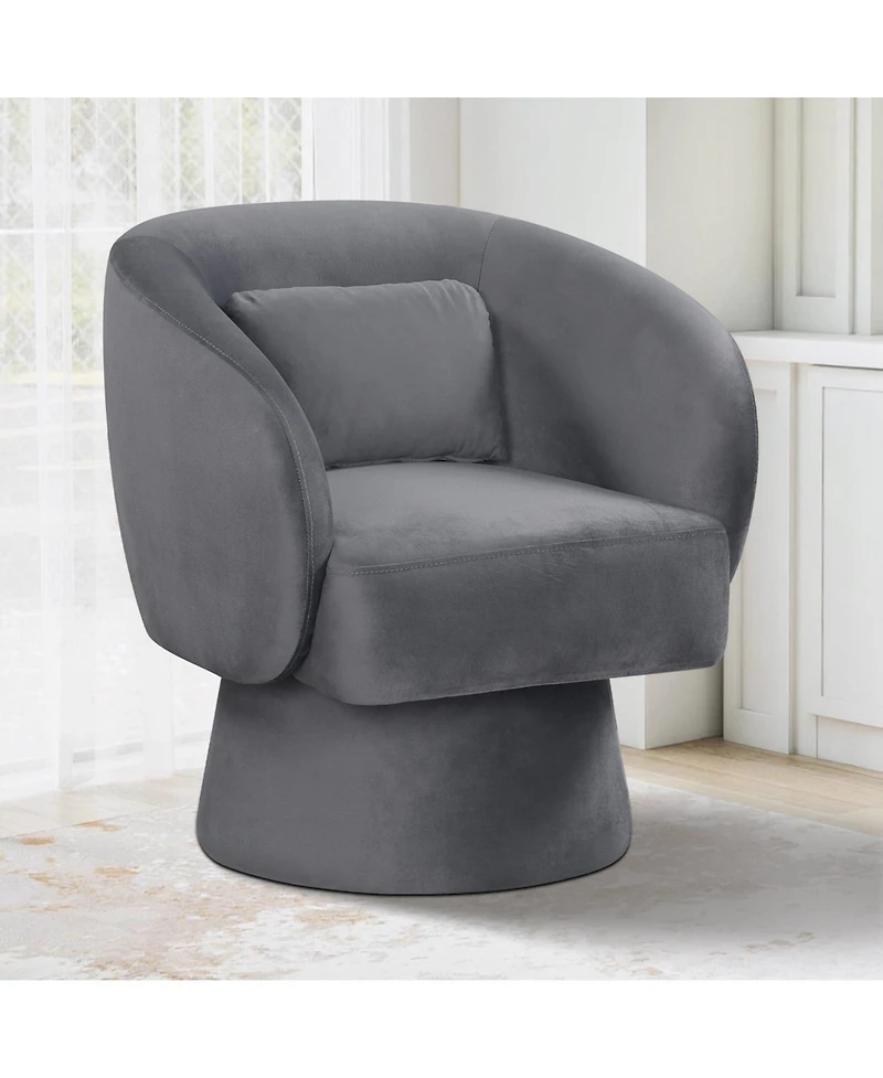 Gymax 2Piece Swivel Accent Chair With Back Removable Lumbar Pillow 360 Degree Rotating Function