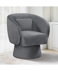 Gymax 2Piece Swivel Accent Chair With Back Removable Lumbar Pillow 360 Degree Rotating Function
