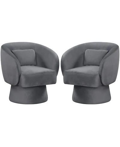 Gymax 2Piece Swivel Accent Chair With Back Removable Lumbar Pillow 360 Degree Rotating Function