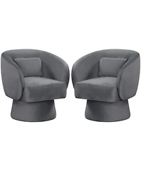 Gymax 2Piece Swivel Accent Chair With Back Removable Lumbar Pillow 360 Degree Rotating Function