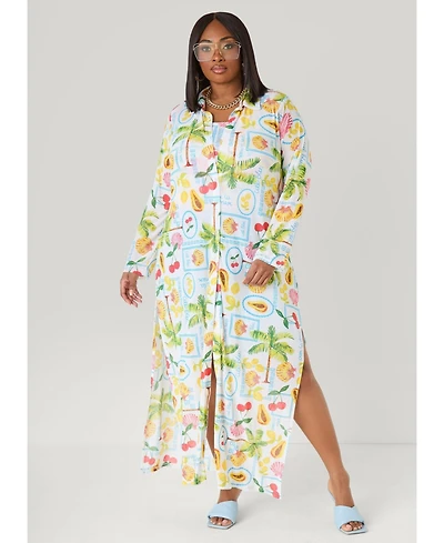 Ashley Stewart Women's Summer Print Mesh Duster