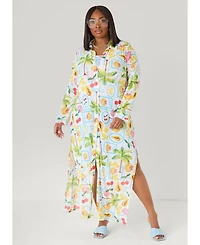 Ashley Stewart Women's Summer Print Mesh Duster