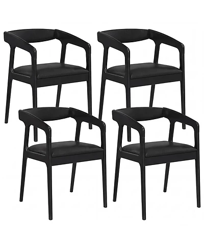 Gymax 4Piece Accent Armchairs Upholstered Pu Leather Chairs With Padded Backrest and Seat