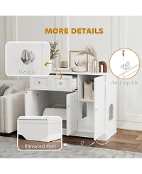 Ruie Cat Litter Box Enclosure Furniture with Drawers Storage and Anti Tip Kit