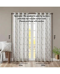 Fretwork Print Grommet Top Window Curtain Panel
