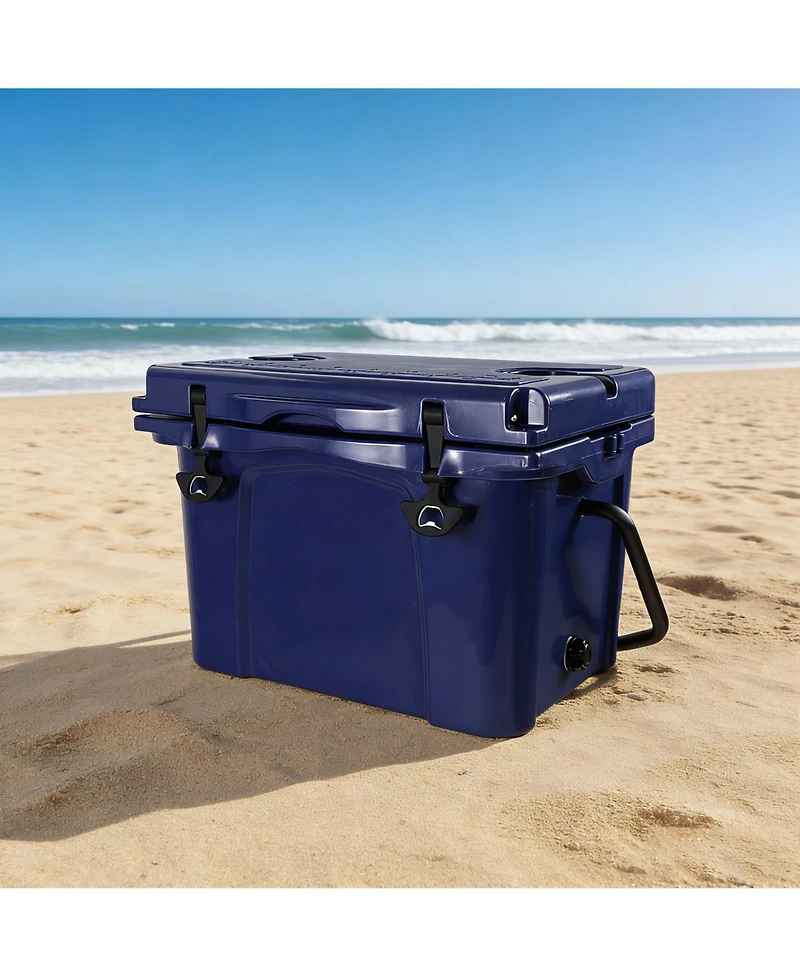 Clihome 25QT Portable Insulated Hard Cooler, 5-7 Day Ice Retention with Bottle Opener, Cup Holder and Ruler